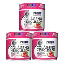 Kit 3X Col�geno Hidrolisado + Biotina - 150g Morango - Profit