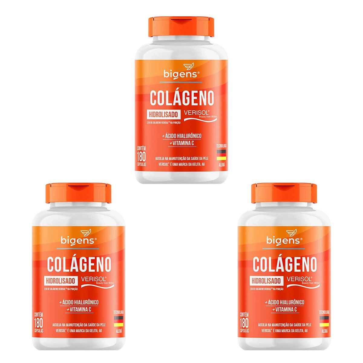 Kit 3X Colageno Hidrolisado Verisol - 180 C�psulas - Bigens