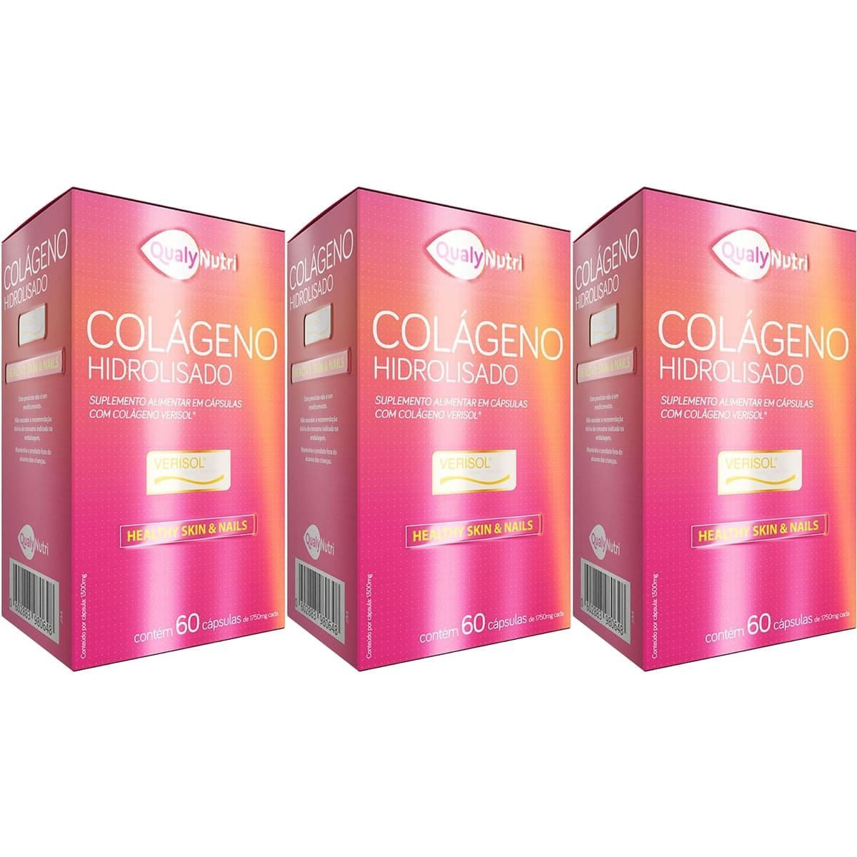 Kit 3X Col�geno Hidrolisado Verisol  - 60 C�psulas - QualyNutri