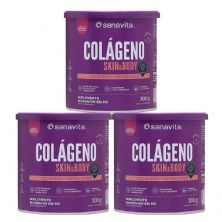 Kit 3X Col�geno Skin - 200g Morango Com A�a� - Sanavita