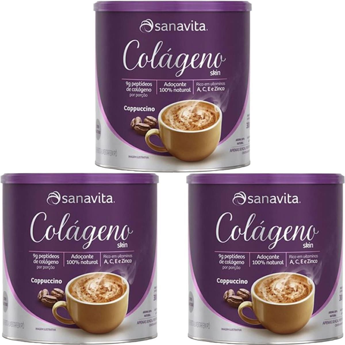 Kit 3X Col�geno Skin - 300g Cappuccino - Sanavita