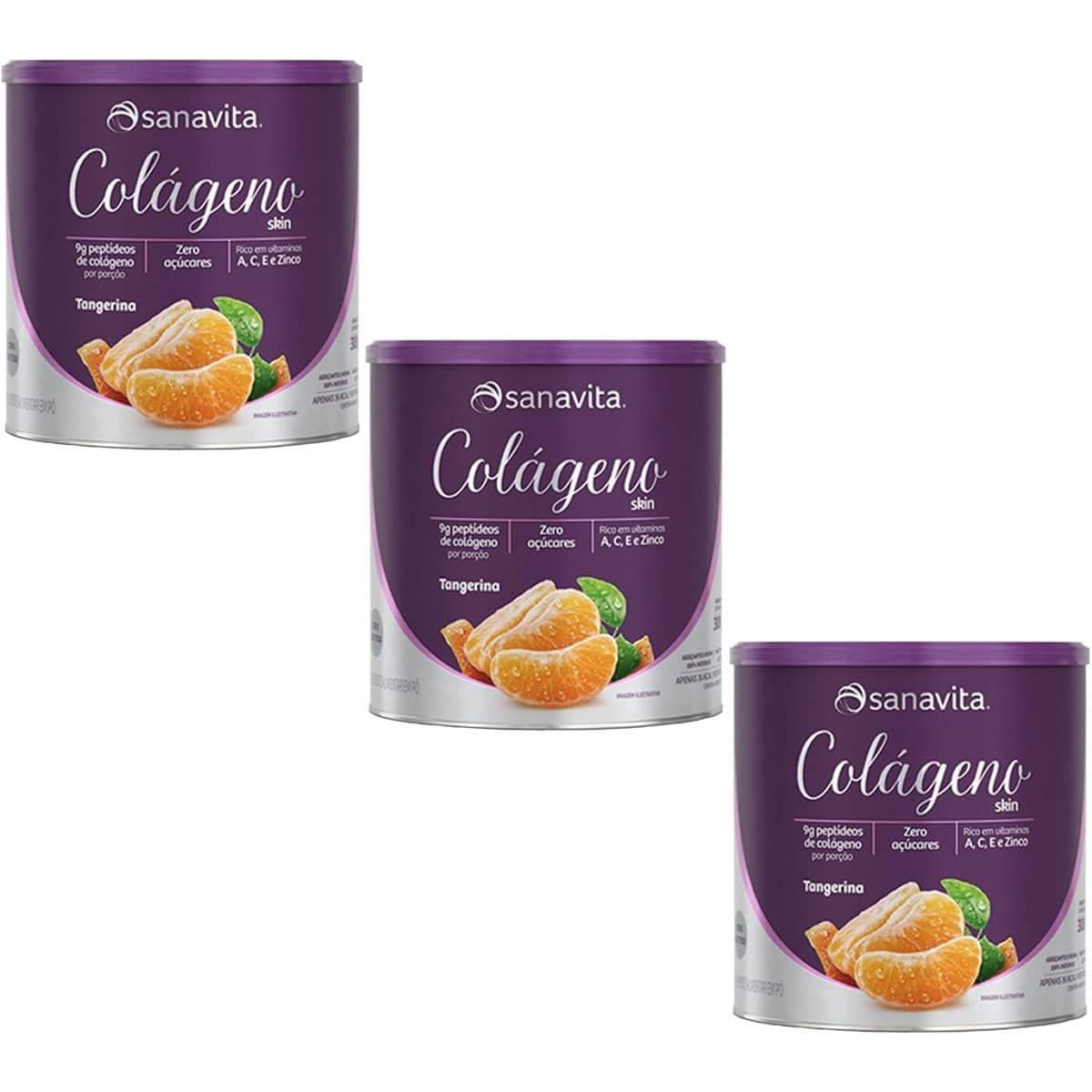 Kit 3X Col�geno Skin - 300g Tangerina - Sanavita
