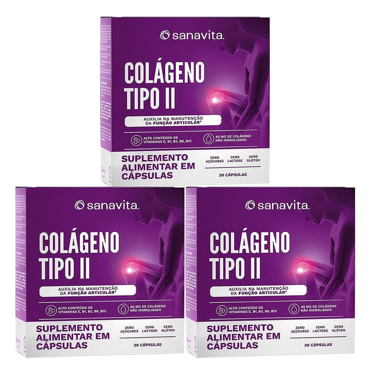 Kit 3X Col�geno Tipo II - 30 C�psulas - Sanavita