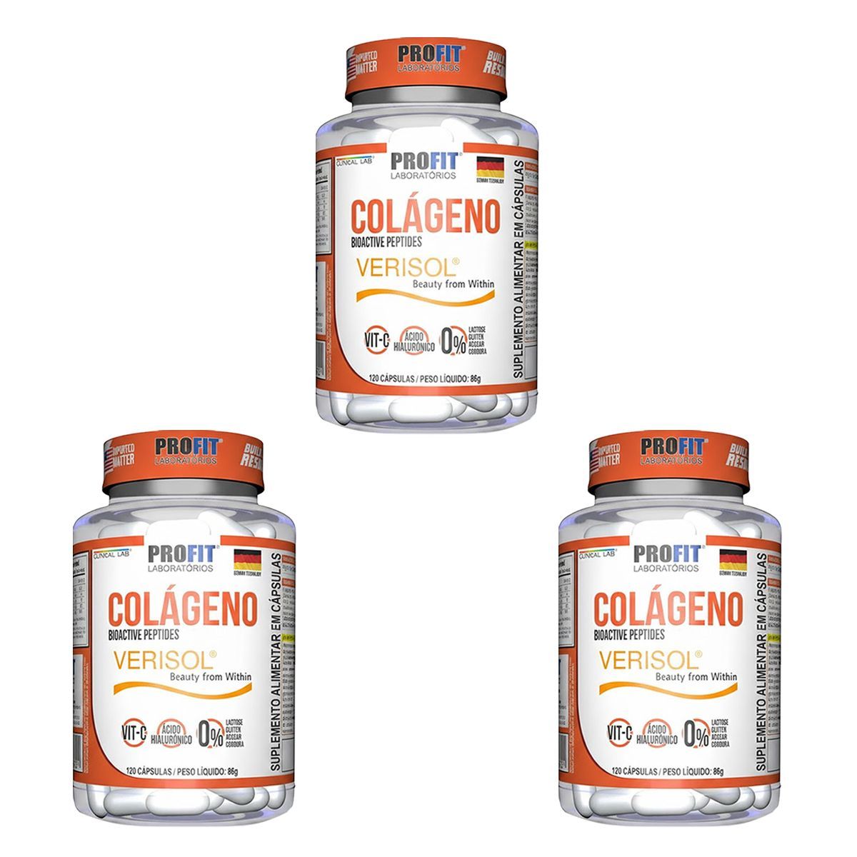 Kit 3X Col�geno Verisol - 120 C�psulas - Profit Laborat�rios