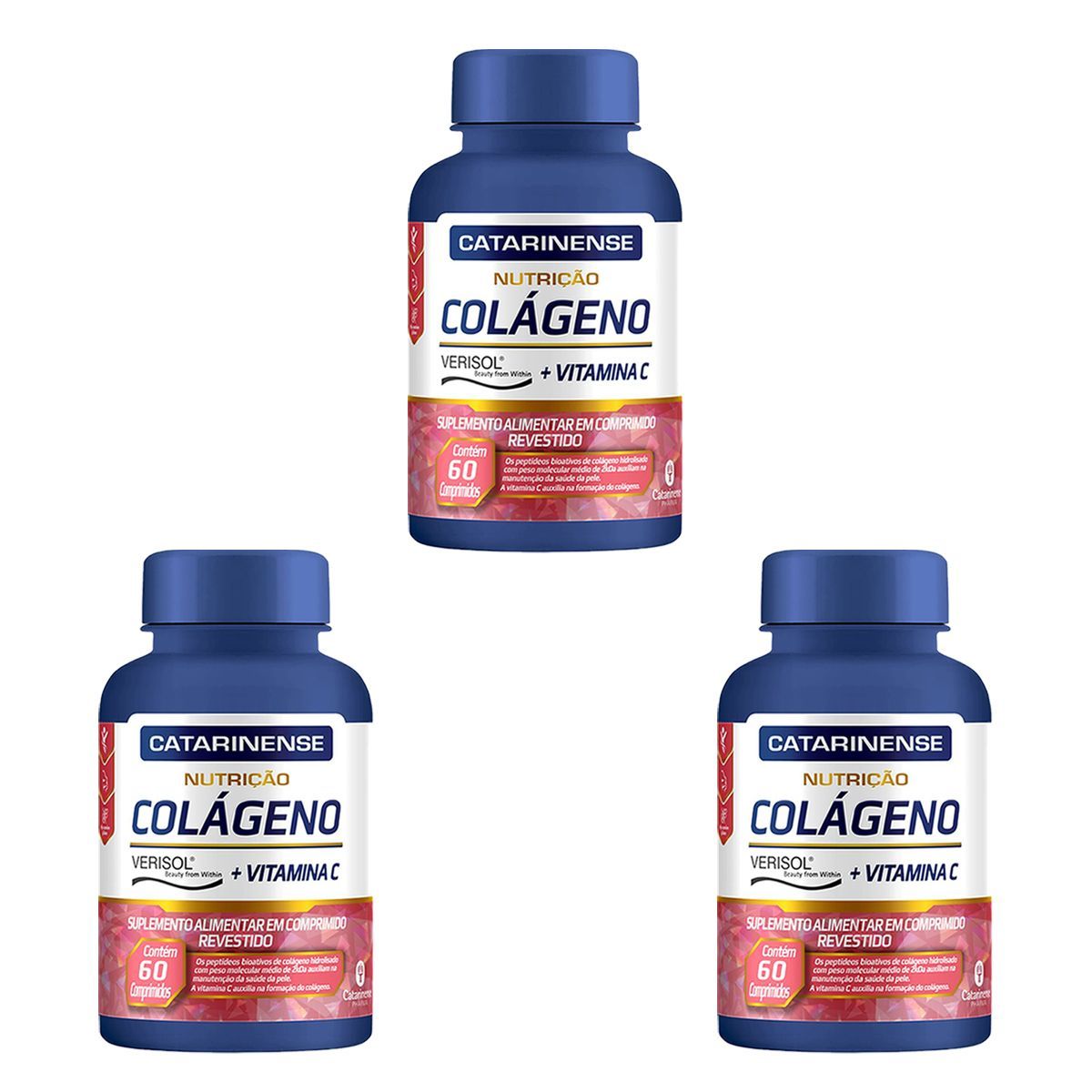 Kit 3X Col�geno Verisol - 60 Comprimidos - Catarinense Nutri��o