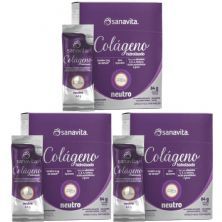Kit 3X Col�geno Verisol Hidrolisado - 30 Sticke de 2,8g Neutro - Sanavita