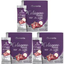 Kit 3X Col�geno Verisol Hidrolisado - 30 Sticke de 4g Red Berries - Sanavita