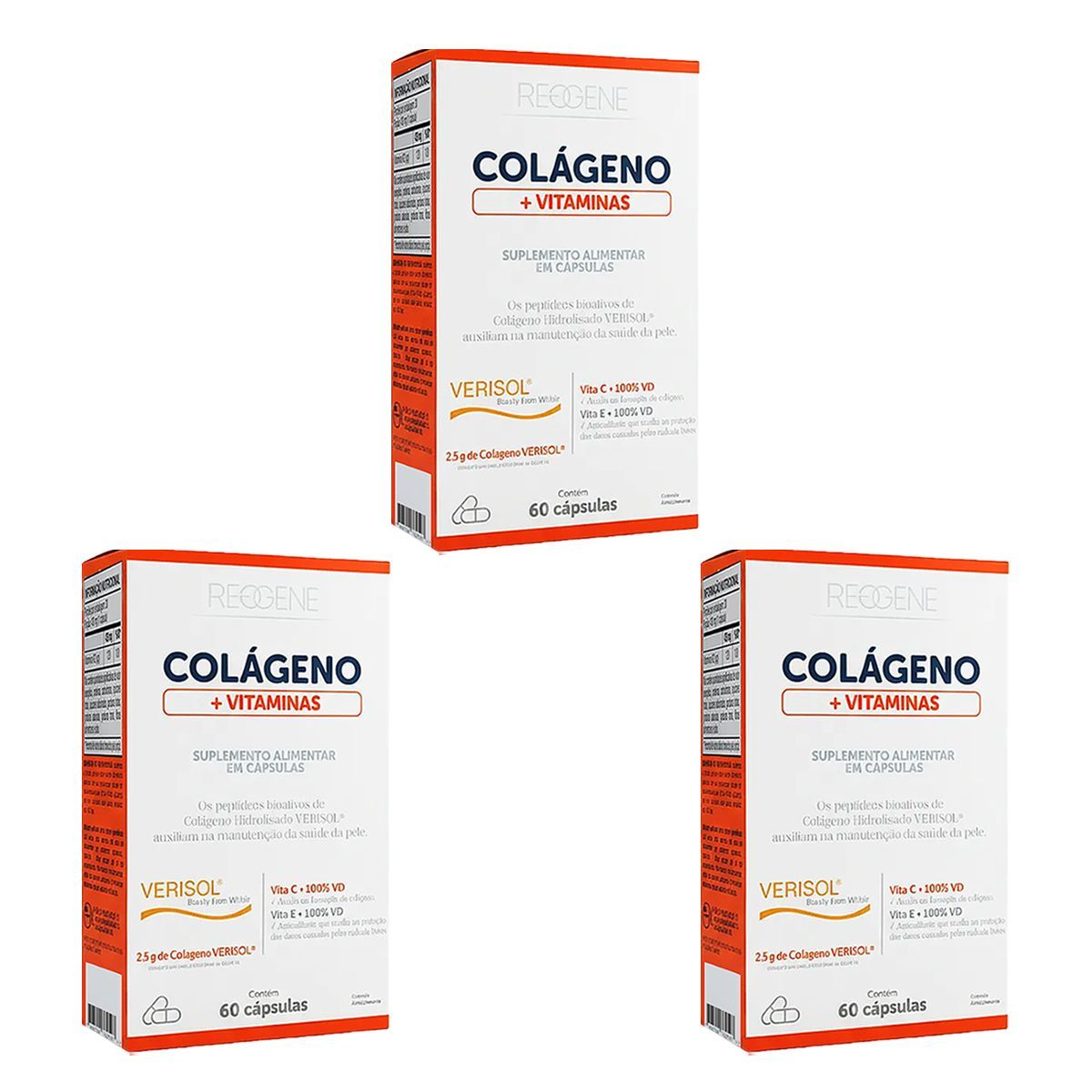 Kit 3X Col�geno Verisol + Vitaminas - 60 C�psulas - Katigu�