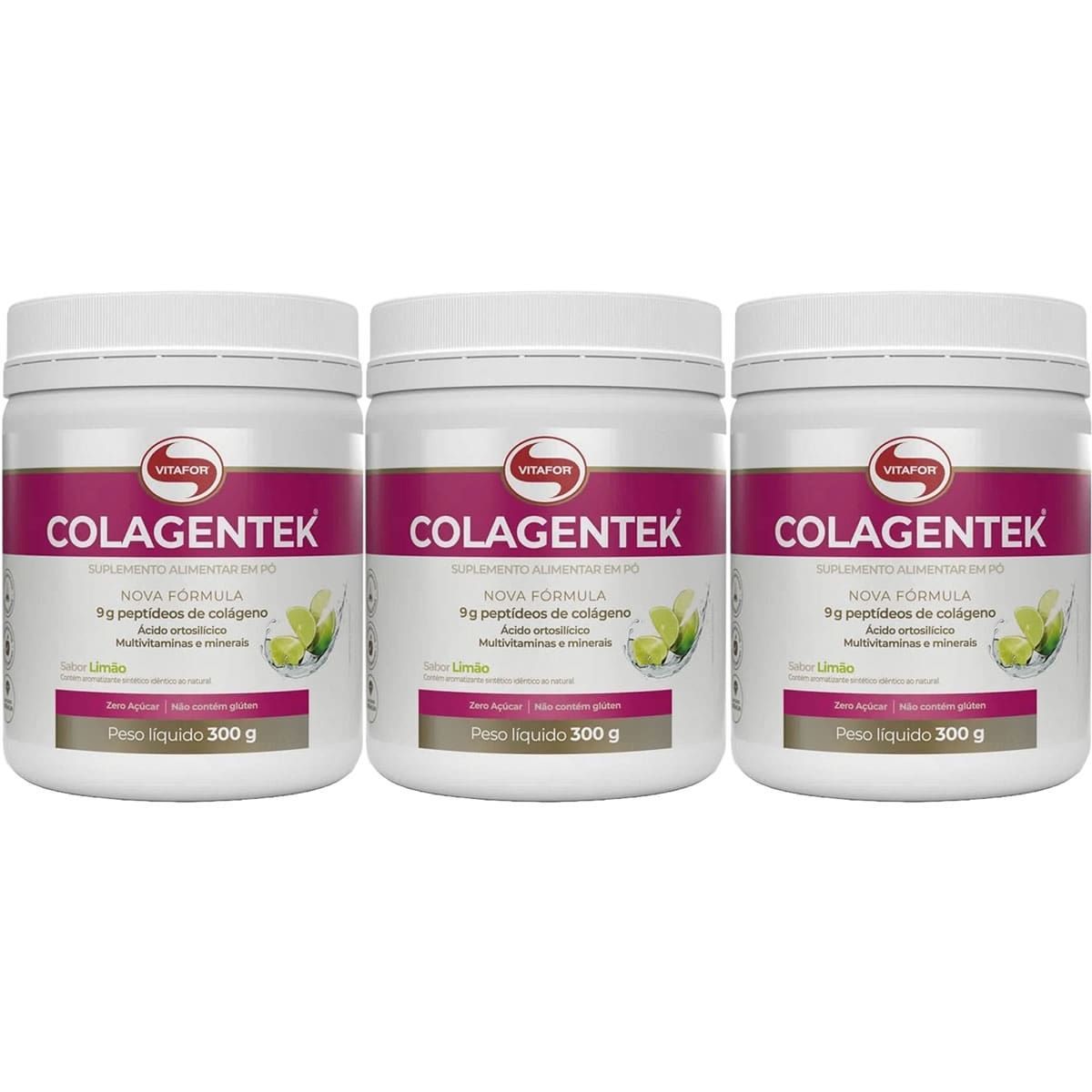 Kit 3X Colagentek - 300g Lim�o - Vitafor