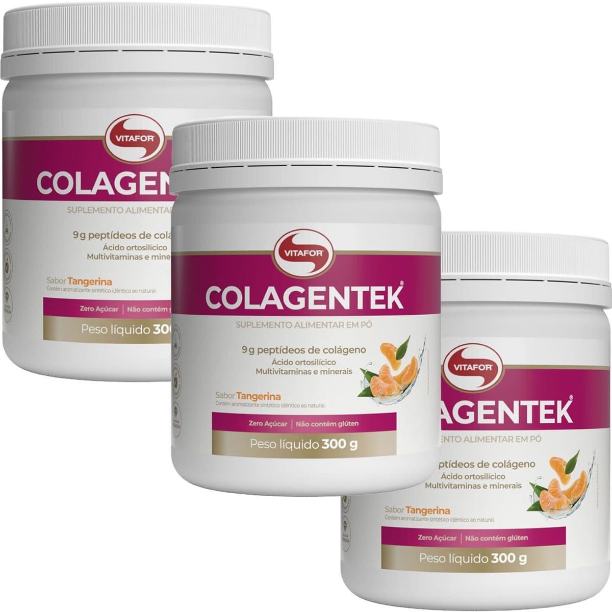 Kit 3X Colagentek - 300g Tangerina - Vitafor