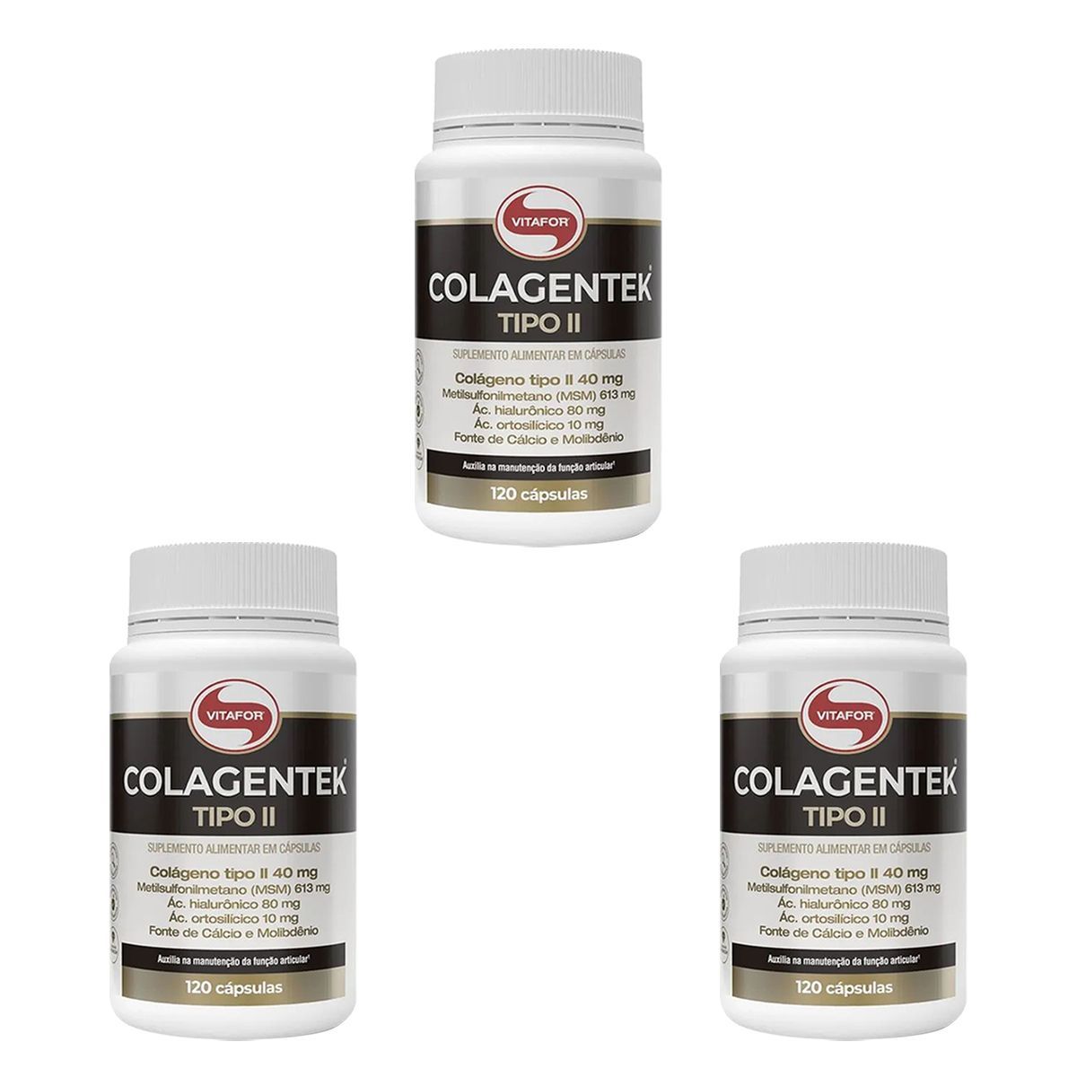Kit 3X Colagentek Tipo II - 120 C�psulas - Vitafor