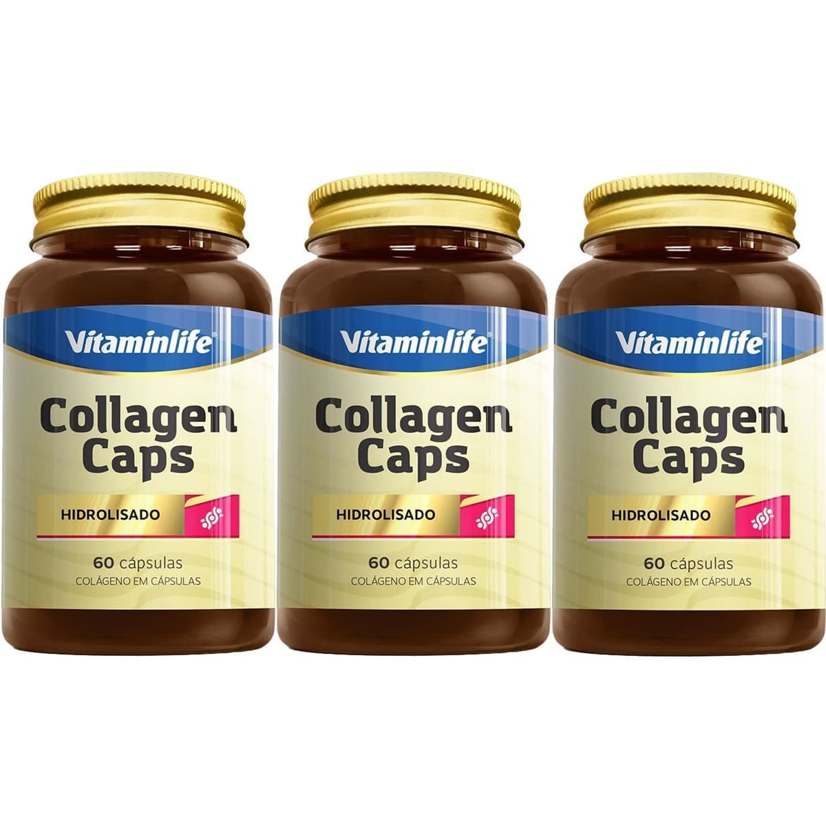 Kit 3X Collagen Caps Col�geno - 60 C�psulas - VitaminLife