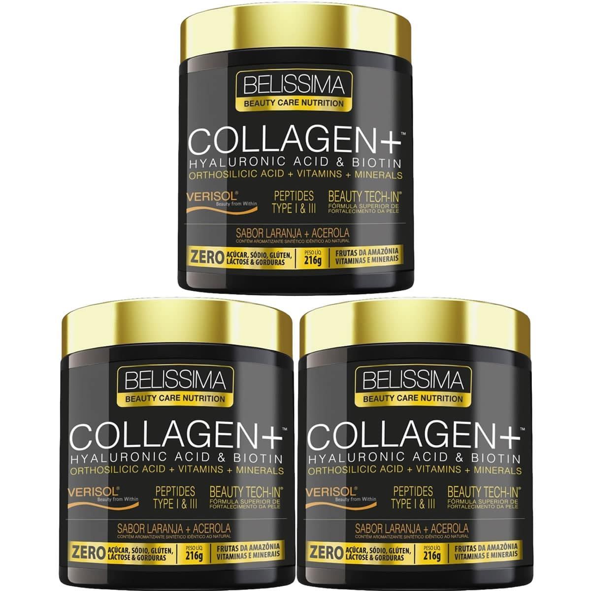 Kit 3X Collagen Plus - 216g Laranja e Acerola - Bel�ssima