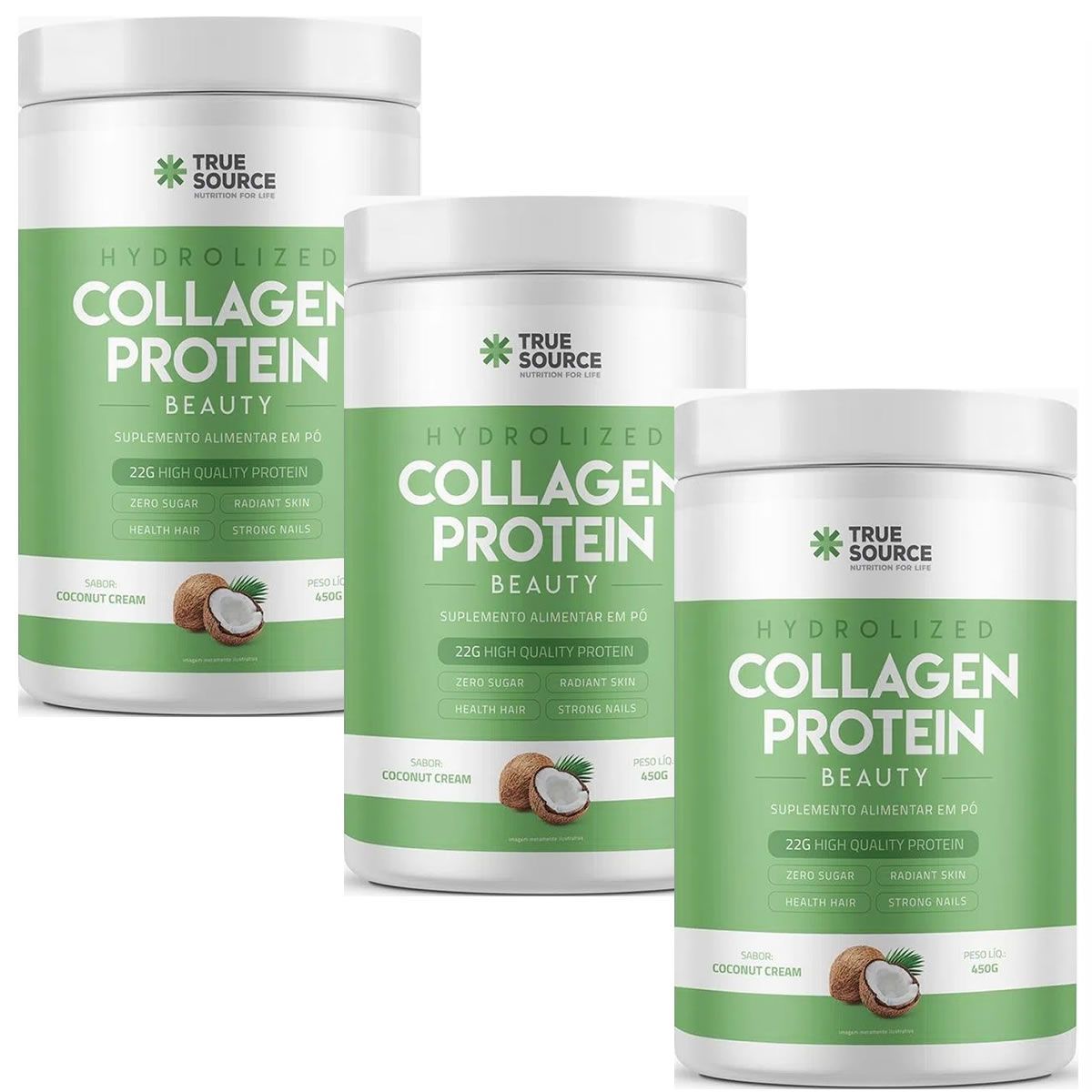 Kit 3X Collagen Protein - 450g Coconut Cream - True Source