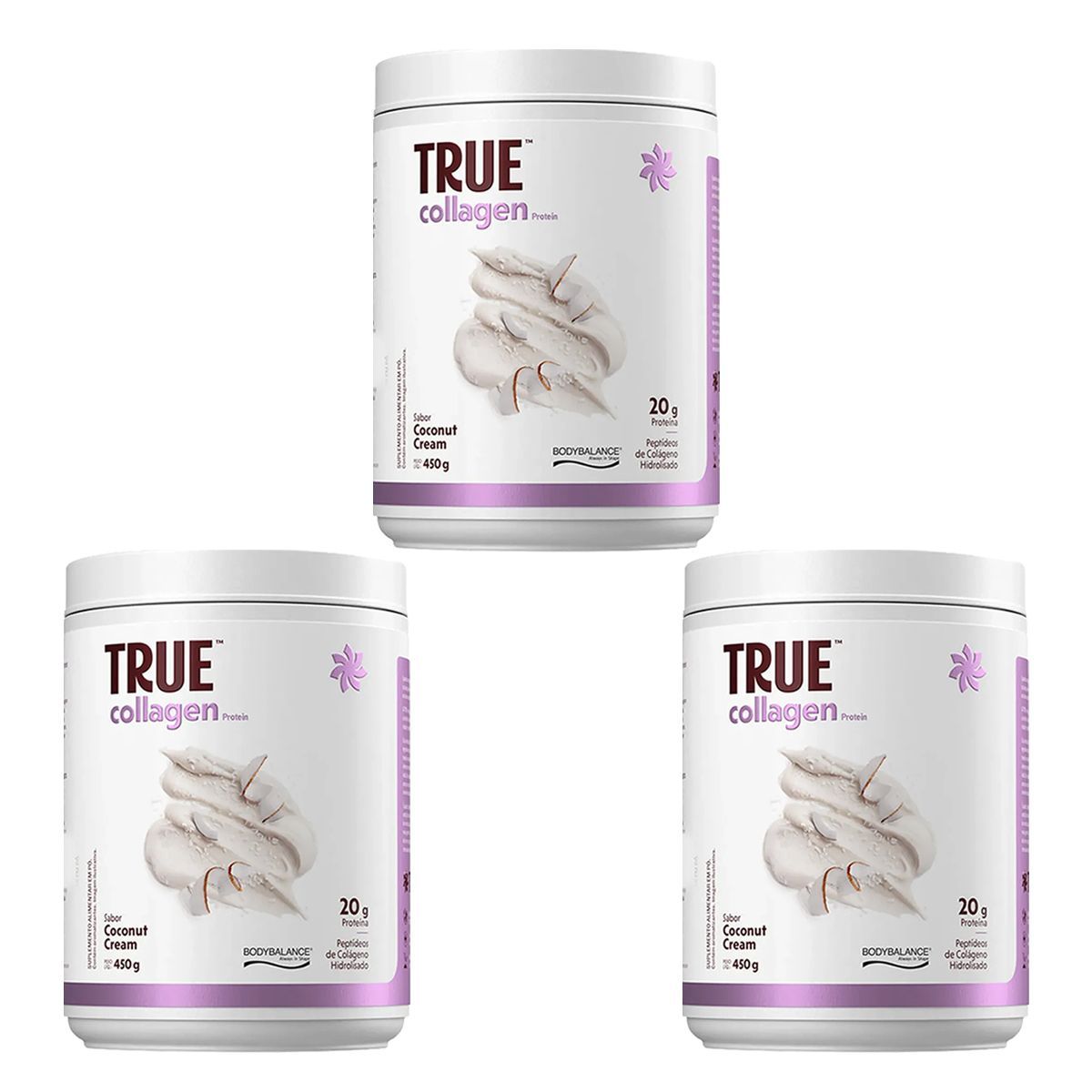 Kit 3X Collagen Protein Bodybalance - 450g Coconut Cream  - True Source
