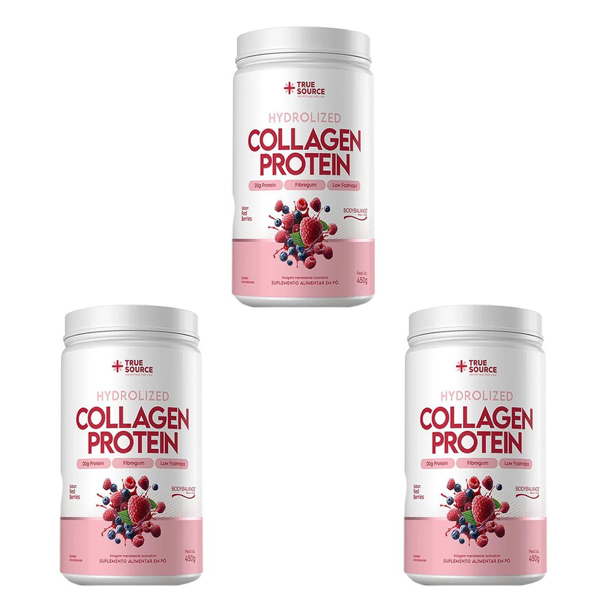 Kit 3X Collagen Protein Bodybalance - 450g Red Berries - True Source