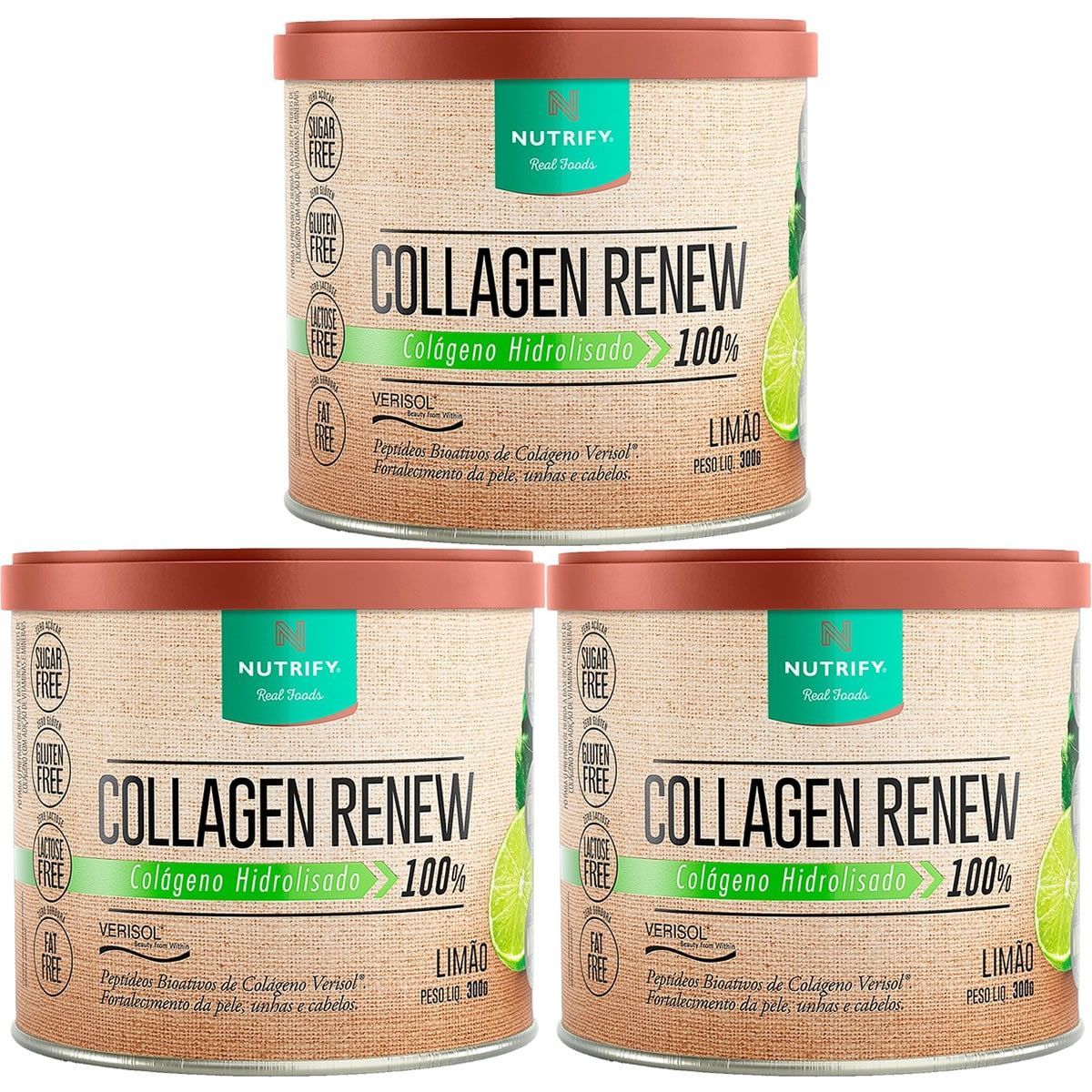 Kit 3X Collagen Renew Verisol - 300g Lim�o - Nutrify