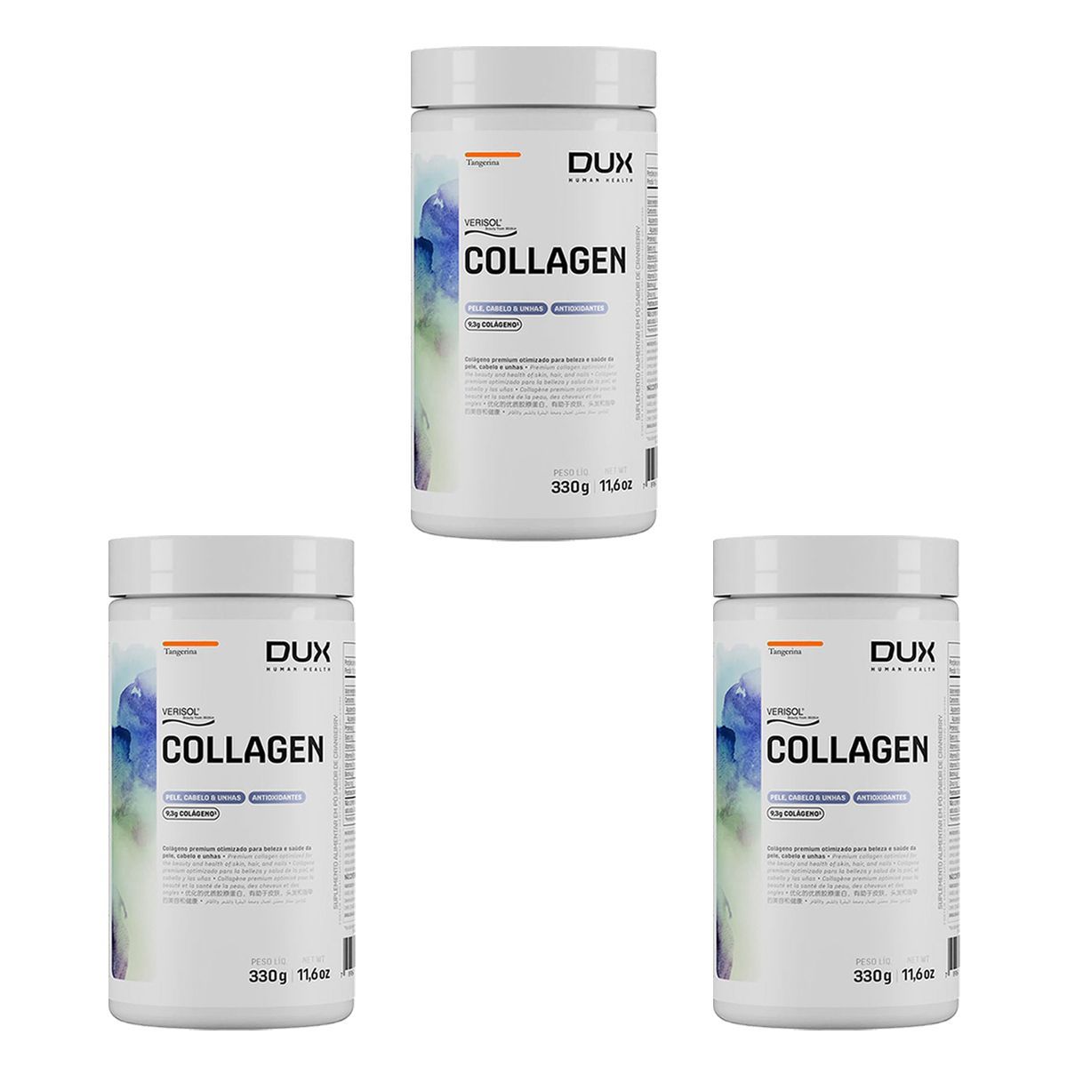 Kit 3X Collagen Verisol - 330g Tangerina - Dux Nutrition