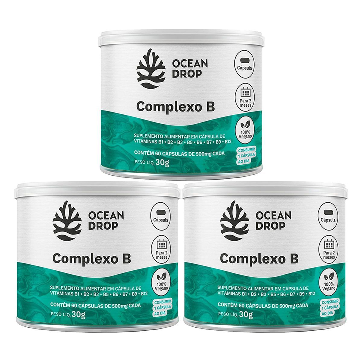 Kit 3X Complexo B -  60 C�psulas - Ocean Drop