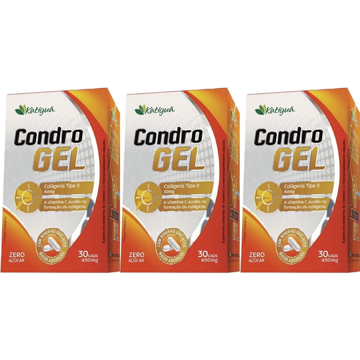 Kit 3X Condrogel Col�geno Tipo II - 30 C�psulas - Katigu�