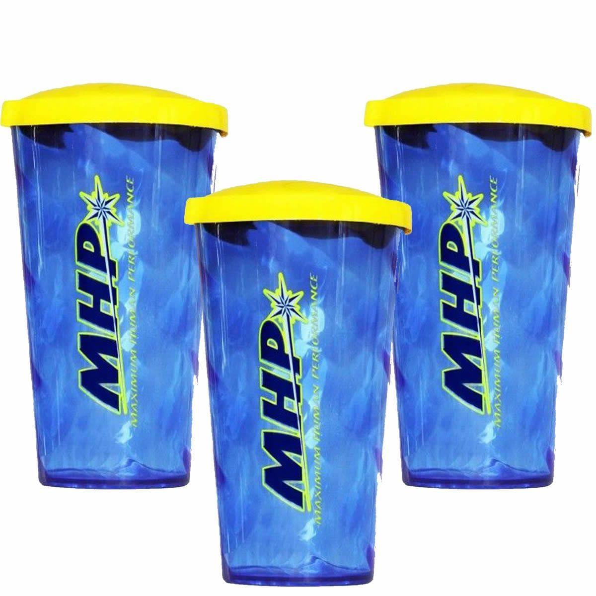 Kit 3X Copo com tampa - 600ml Azul - MHP