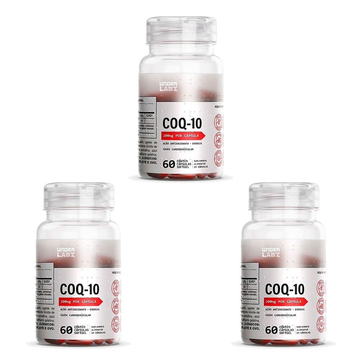 Kit 3X Coq-10 - 60 C�psulas - Under Labz