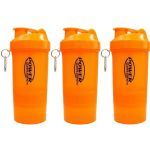 Kit 3X Coqueteleira 2 Doses e porta c�psulas 400ml - Laranja - Power Supplements