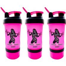 Kit 3X Coqueteleira 3 Doses - 450ml Rosa- Integralm�dica