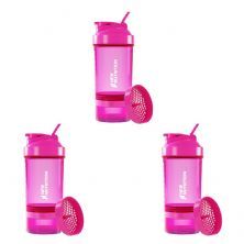 Kit 3X Coqueteleira 3 Partes - 500ml Rosa - NewNutrition