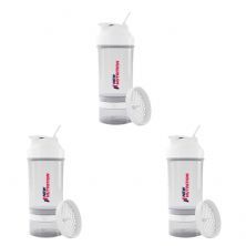 Kit 3X Coqueteleira 3 Partes - 500ml Transparente - NewNutrition