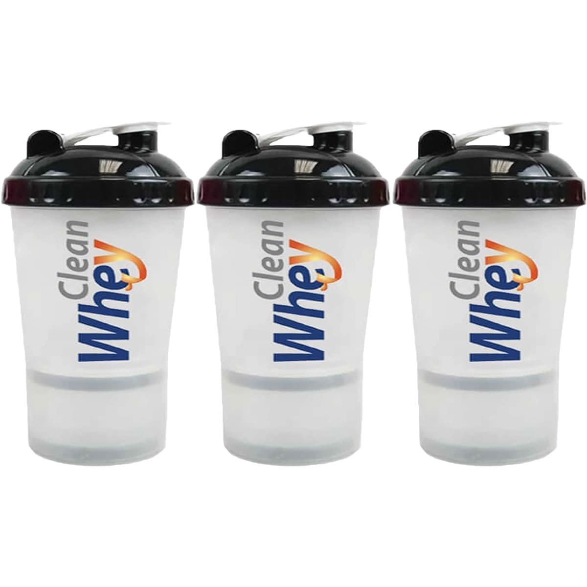 Kit 3X Coqueteleira 600ml 4 Doses - Clean Whey