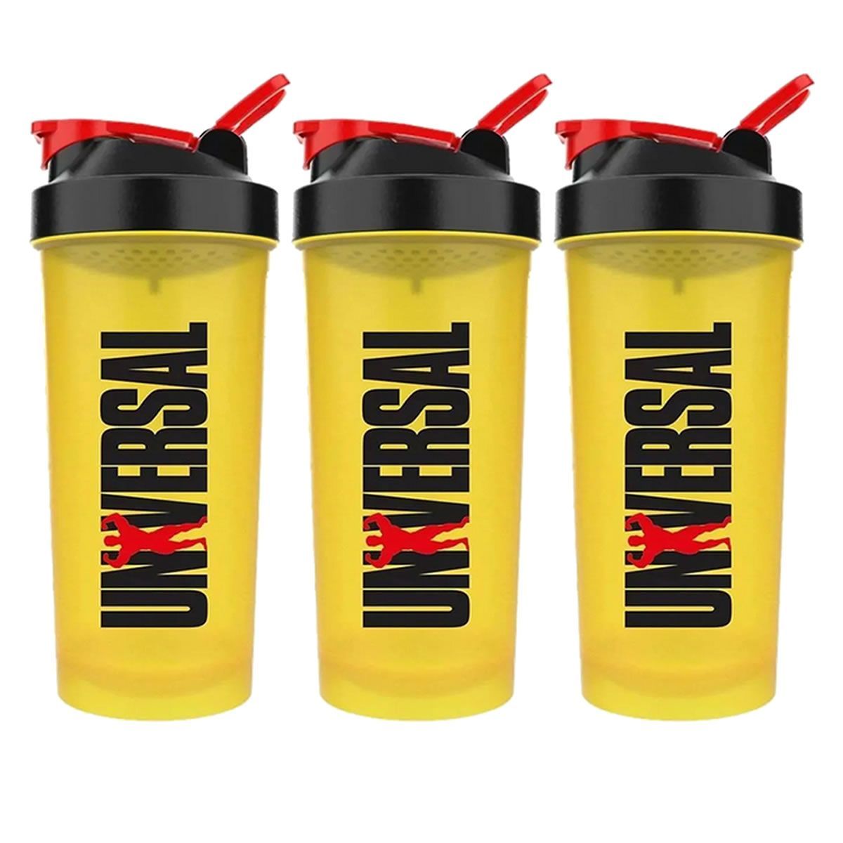 Kit 3X Coqueteleira - 600ml Amarela - Universal Nutrition
