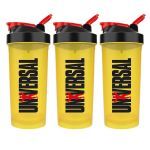 Kit 3X Coqueteleira - 600ml Amarela - Universal Nutrition