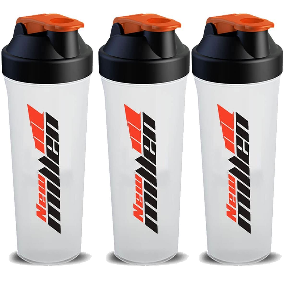 Kit 3X Coqueteleira - 600ml Branca/Laranja - New Millen
