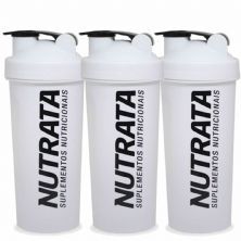Kit 3X Coqueteleira - 600ml Branca - Nutrata