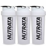 Kit 3X Coqueteleira - 600ml Branca - Nutrata