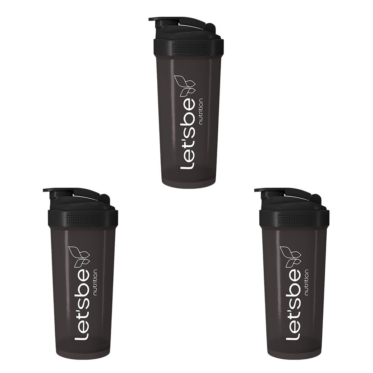 Kit 3X Coqueteleira 600ml Fum� - LetsBe Nutrition