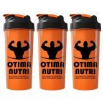 Kit 3X Coqueteleira 600ml Laranja e Preto - OtimaNutri