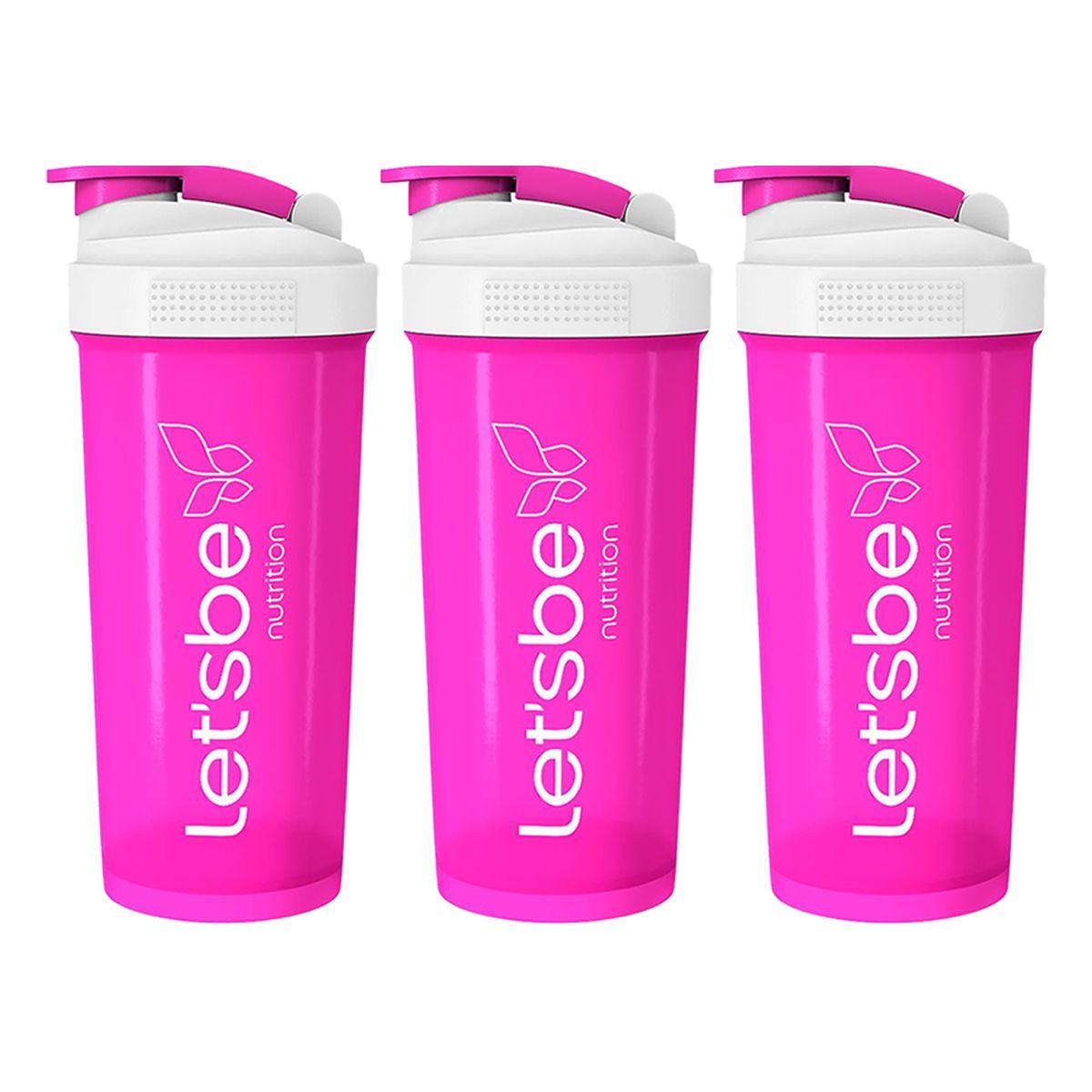 Kit 3X Coqueteleira 600ml Pink e Branco - LetsBe Nutrition