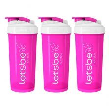 Kit 3X Coqueteleira 600ml Pink e Branco - LetsBe Nutrition
