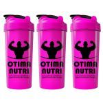 Kit 3X Coqueteleira 600ml Pink e Preto - OtimaNutri