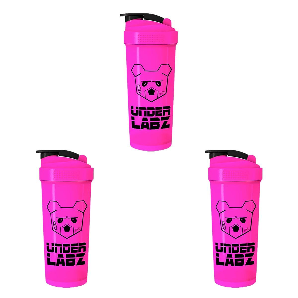 Kit 3X Coqueteleira - 600ml Pink - Under Labz