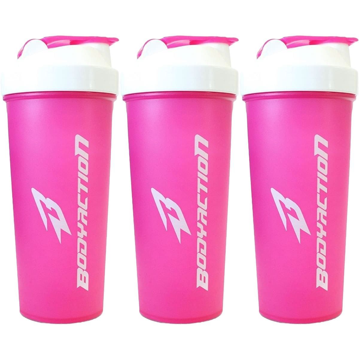 Kit 3X Coqueteleira - 600ml Rosa - BodyAction