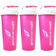Kit 3X Coqueteleira - 600ml Rosa - BodyAction