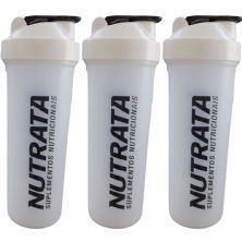 Kit 3X Coqueteleira - 600ml Transparente - Nutrata