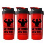 Kit 3X Coqueteleira 600ml Vermelha e Preto - OtimaNutri