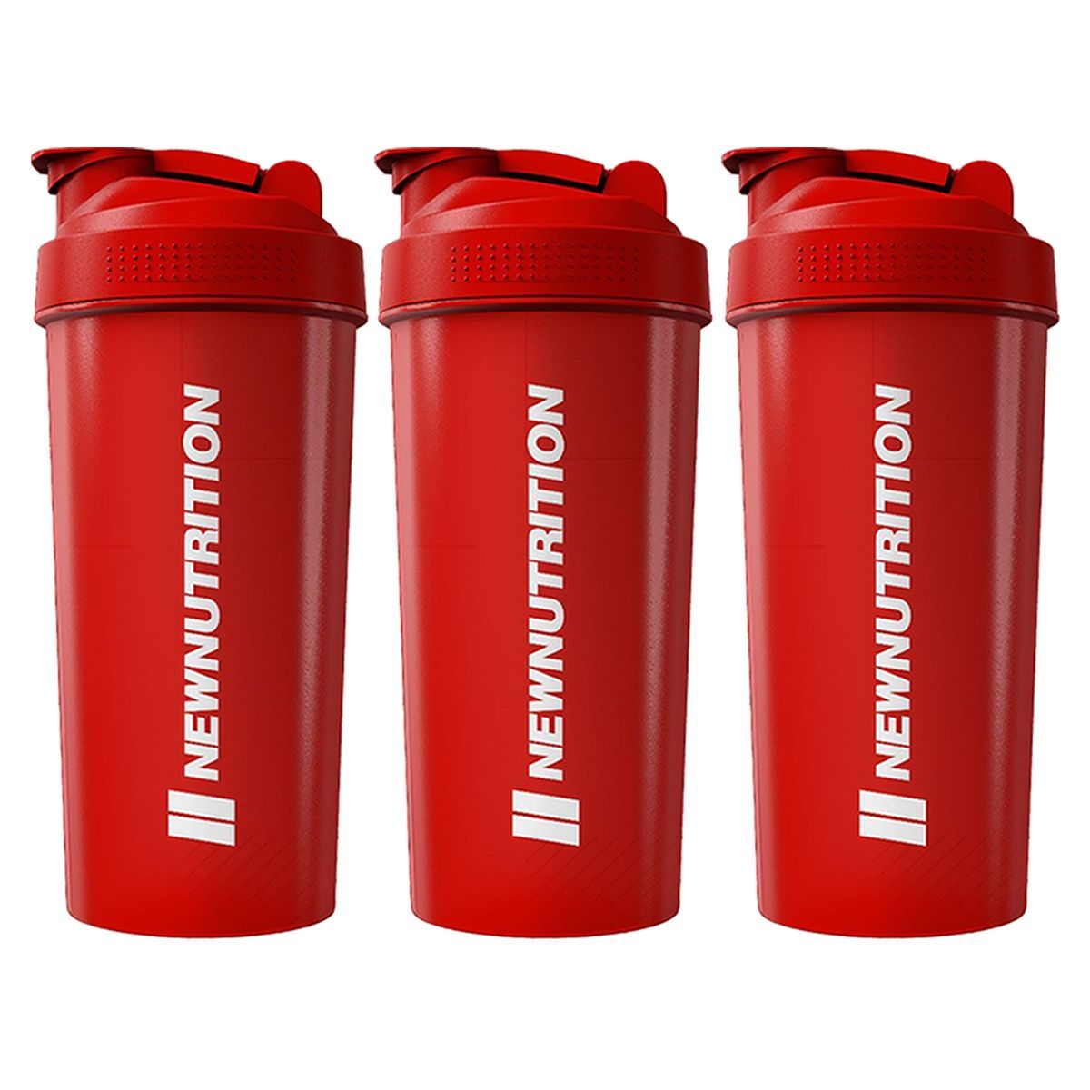 Kit 3X Coqueteleira - 600ml Vermelho - Newnutrition