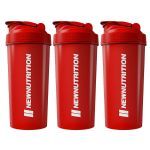 Kit 3X Coqueteleira - 600ml Vermelho - Newnutrition
