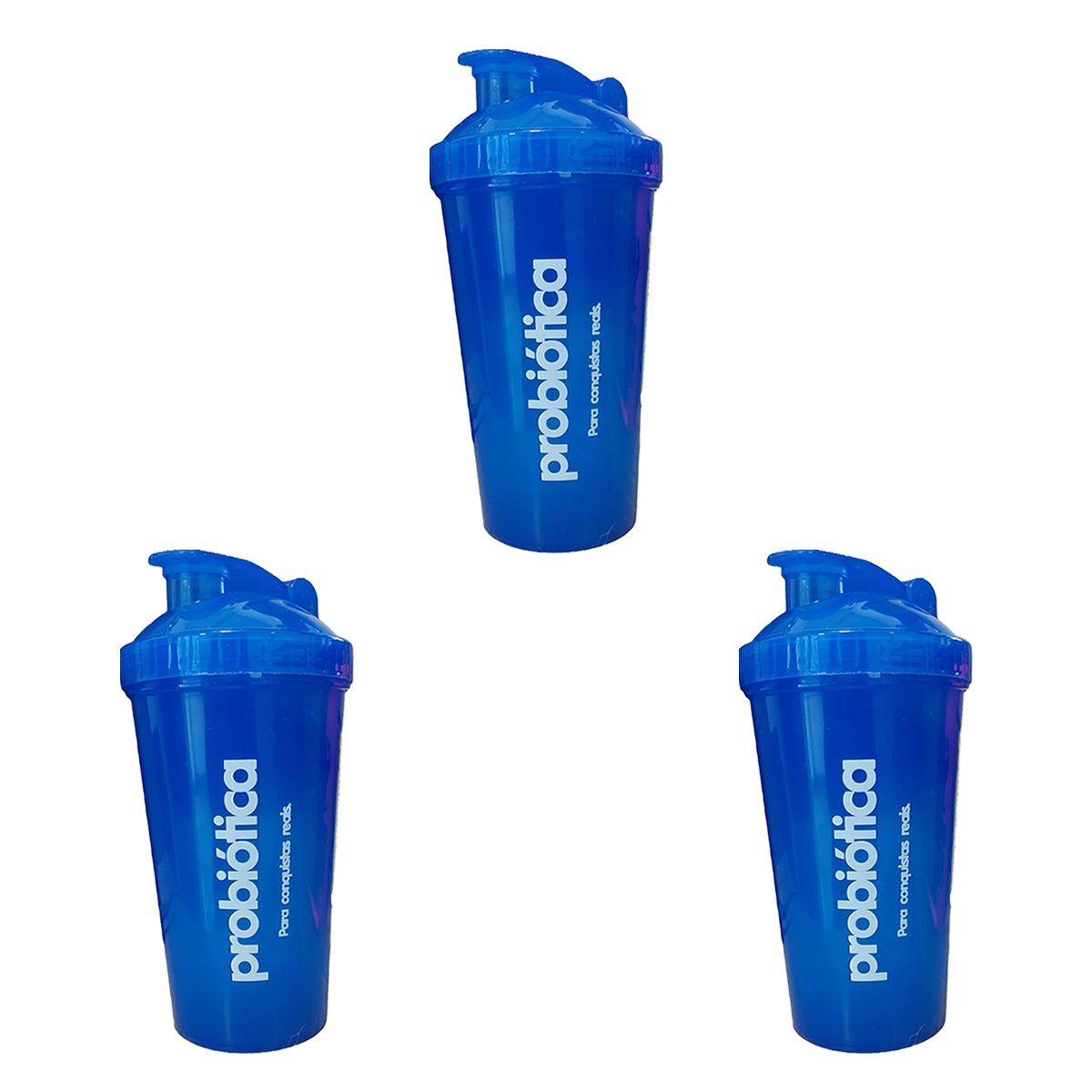 Kit 3X Coqueteleira - 700ml Azul - Probi�tica