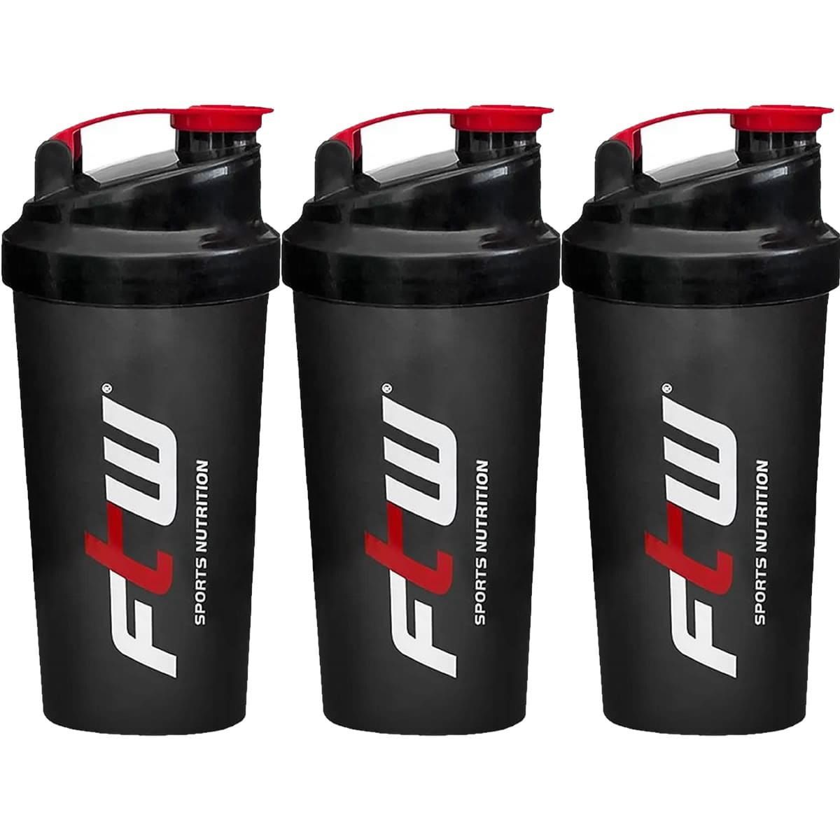 Kit 3X Coqueteleira - 700ml Preta - FTW